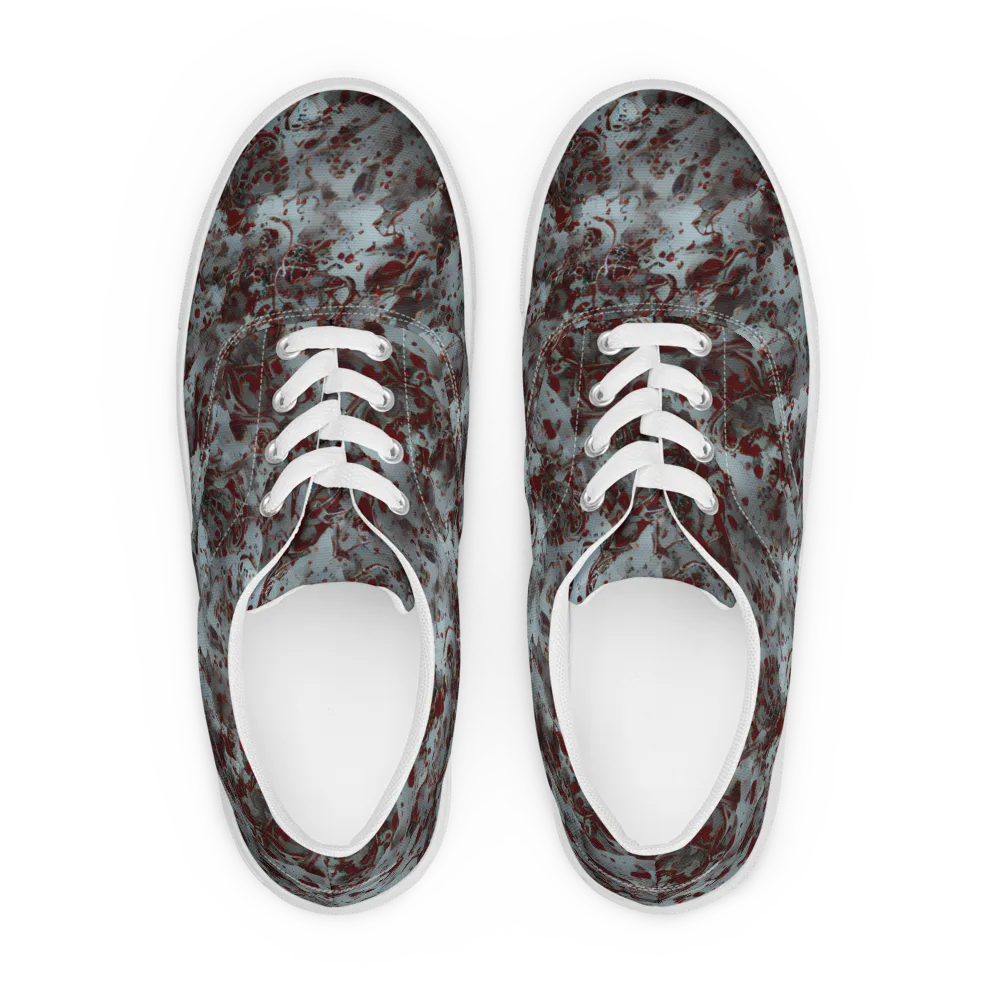 Crimson Undertow on Men's Lace-Up Canvas Shoes — Front