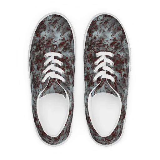 Crimson Undertow on a Men's Lace-Up Canvas Shoes