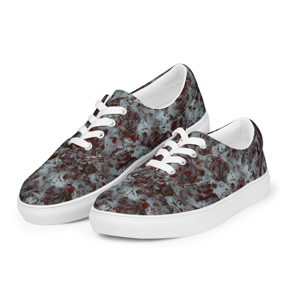 Crimson Undertow on Men's Lace-Up Canvas Shoes — Left Front