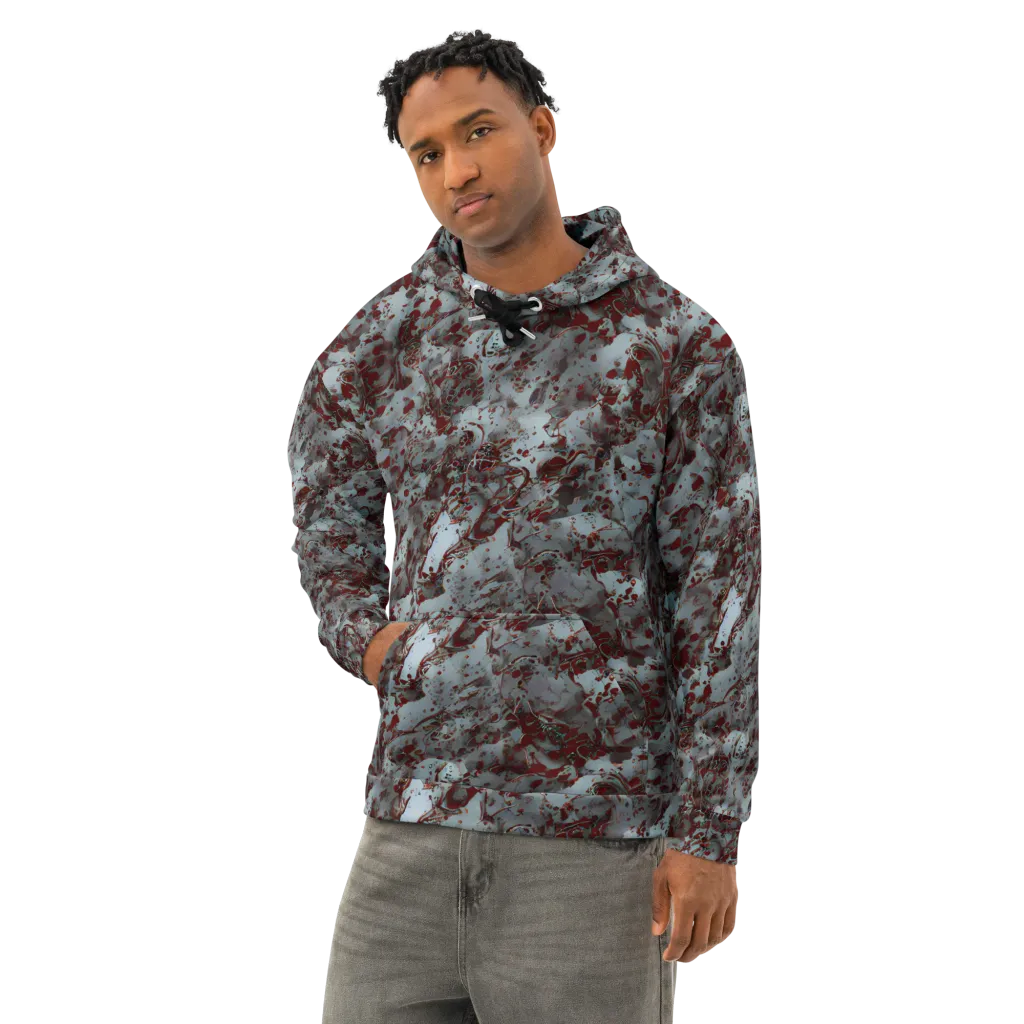 Crimson Undertow on Cotton Hoodie — Left Front