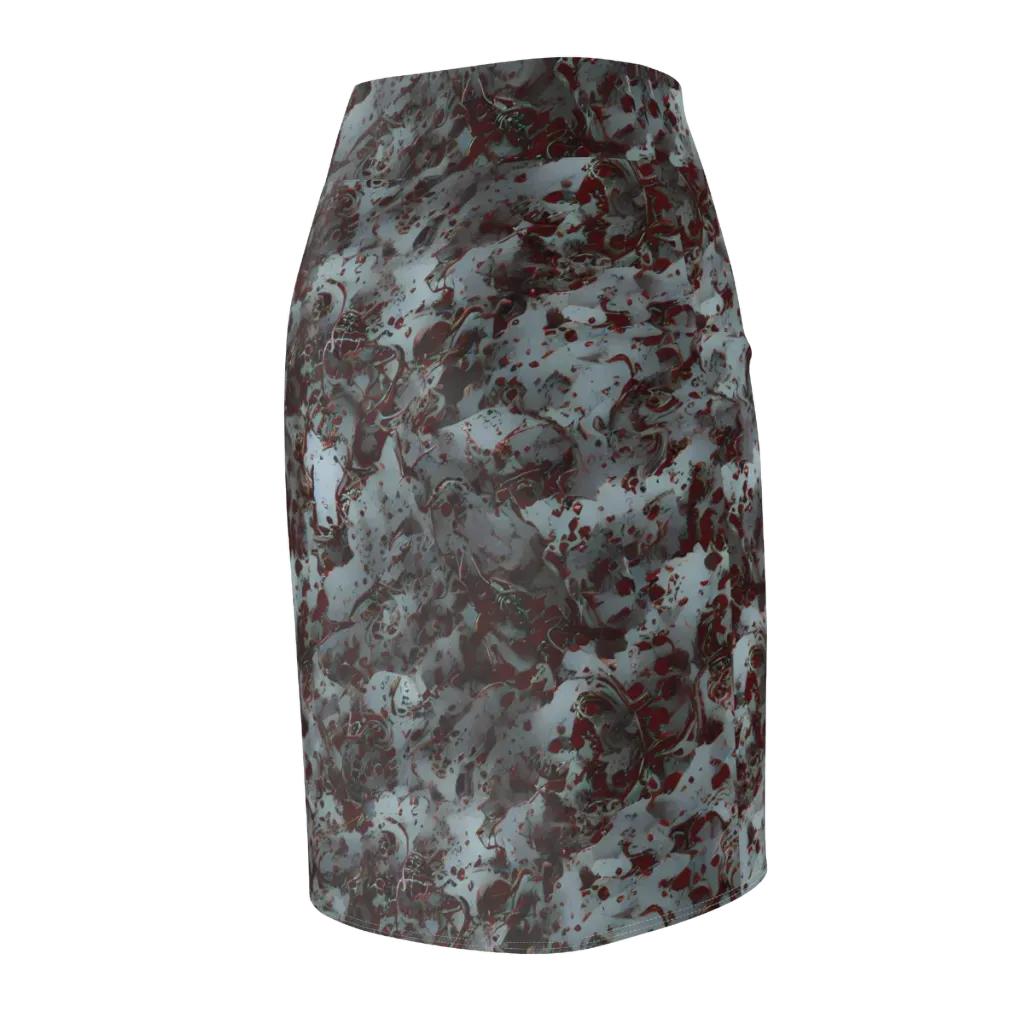 Crimson Undertow on Pencil Skirt — Back Side