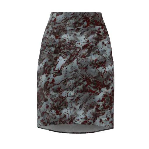 Crimson Undertow on a Pencil Skirt