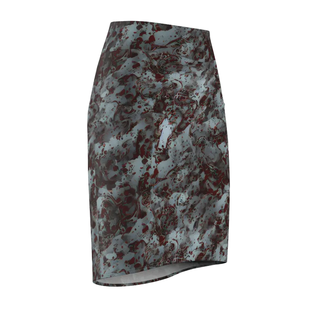 Crimson Undertow on Pencil Skirt — Front Side