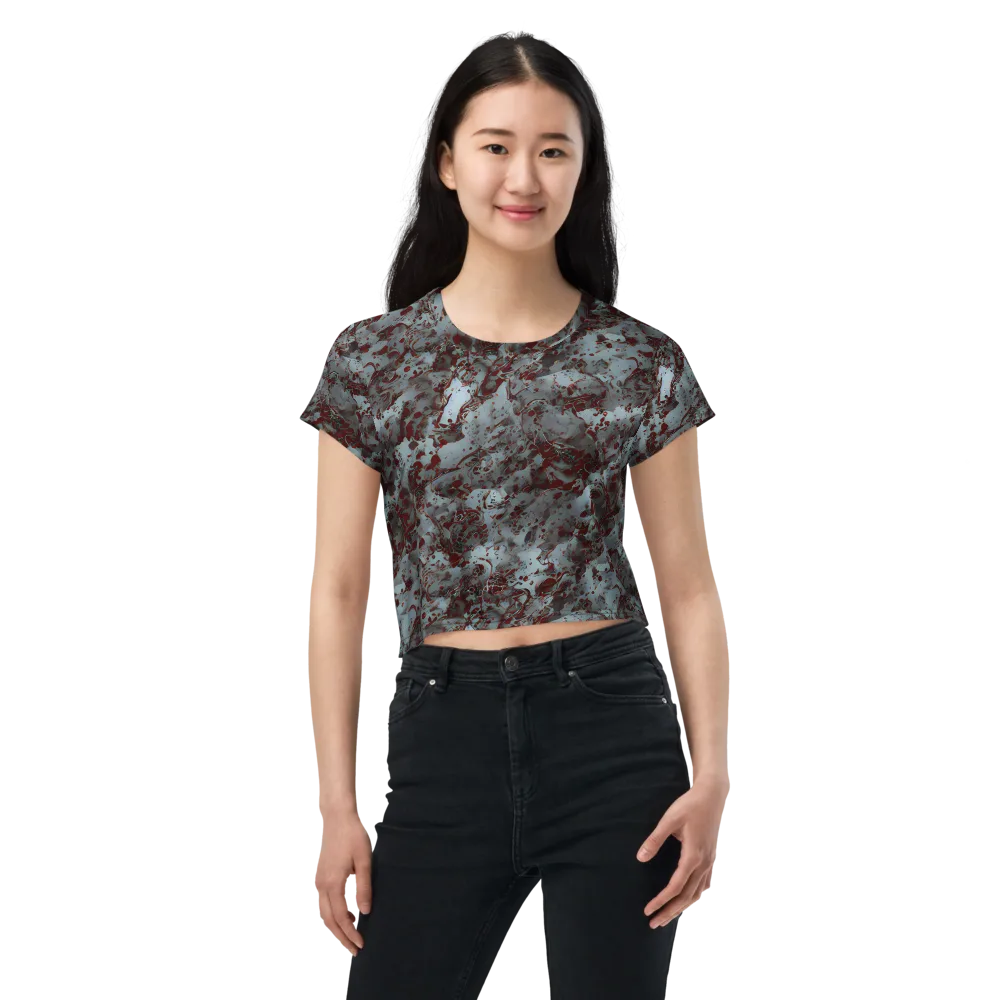 Crimson Undertow on Crop Tee — Front