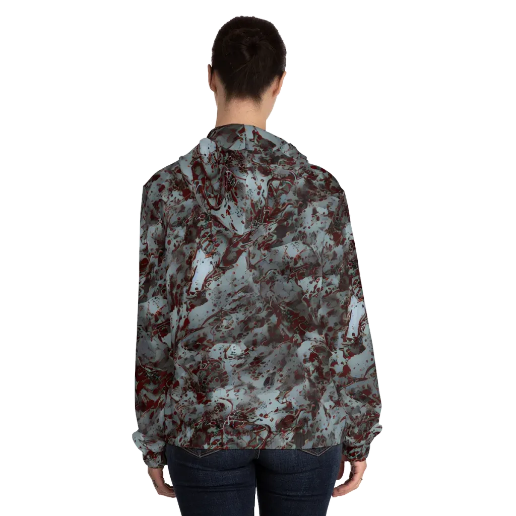 Crimson Undertow on Women's Full-Zip Hoodie — Back On Person