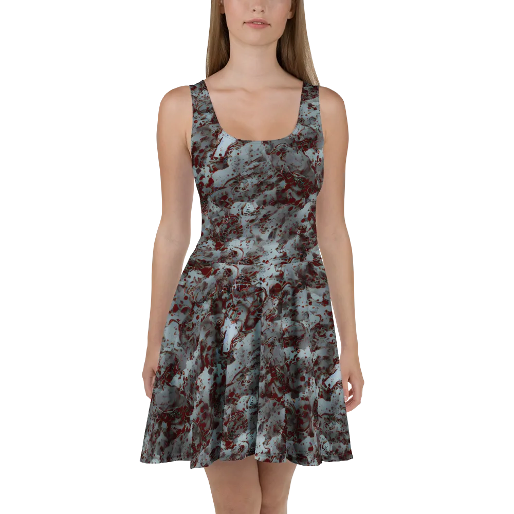 Crimson Undertow on Skater Dress — Front