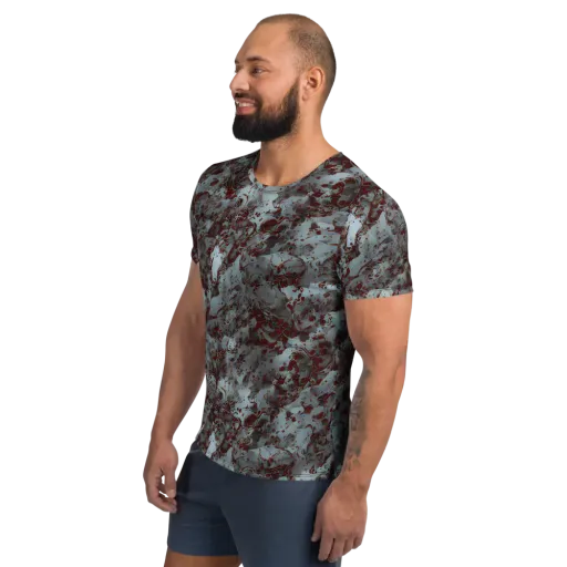 Crimson Undertow on a Men's Athletic T-Shirt