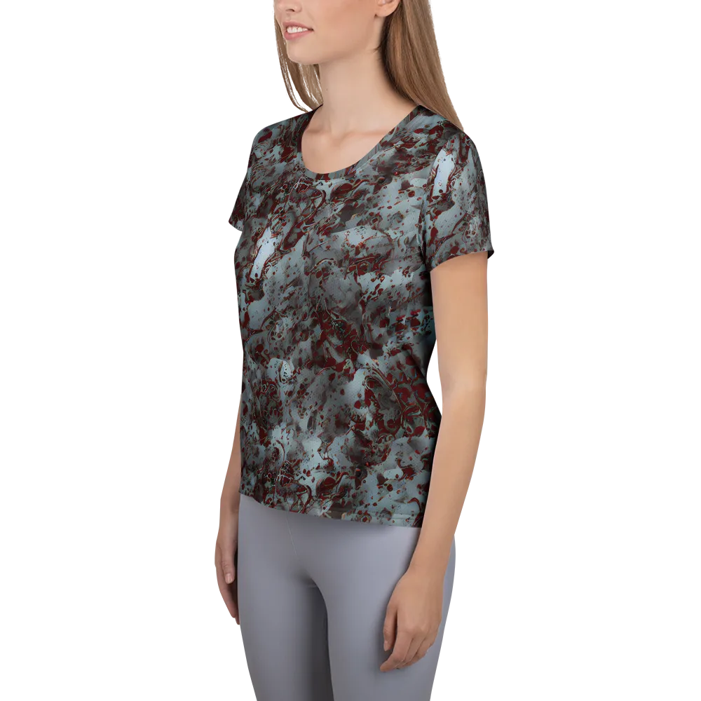 Crimson Undertow on Women's Athletic T-Shirt — Left