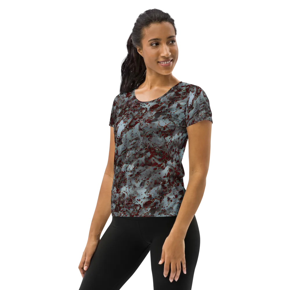 Crimson Undertow on Women's Athletic T-Shirt — Left