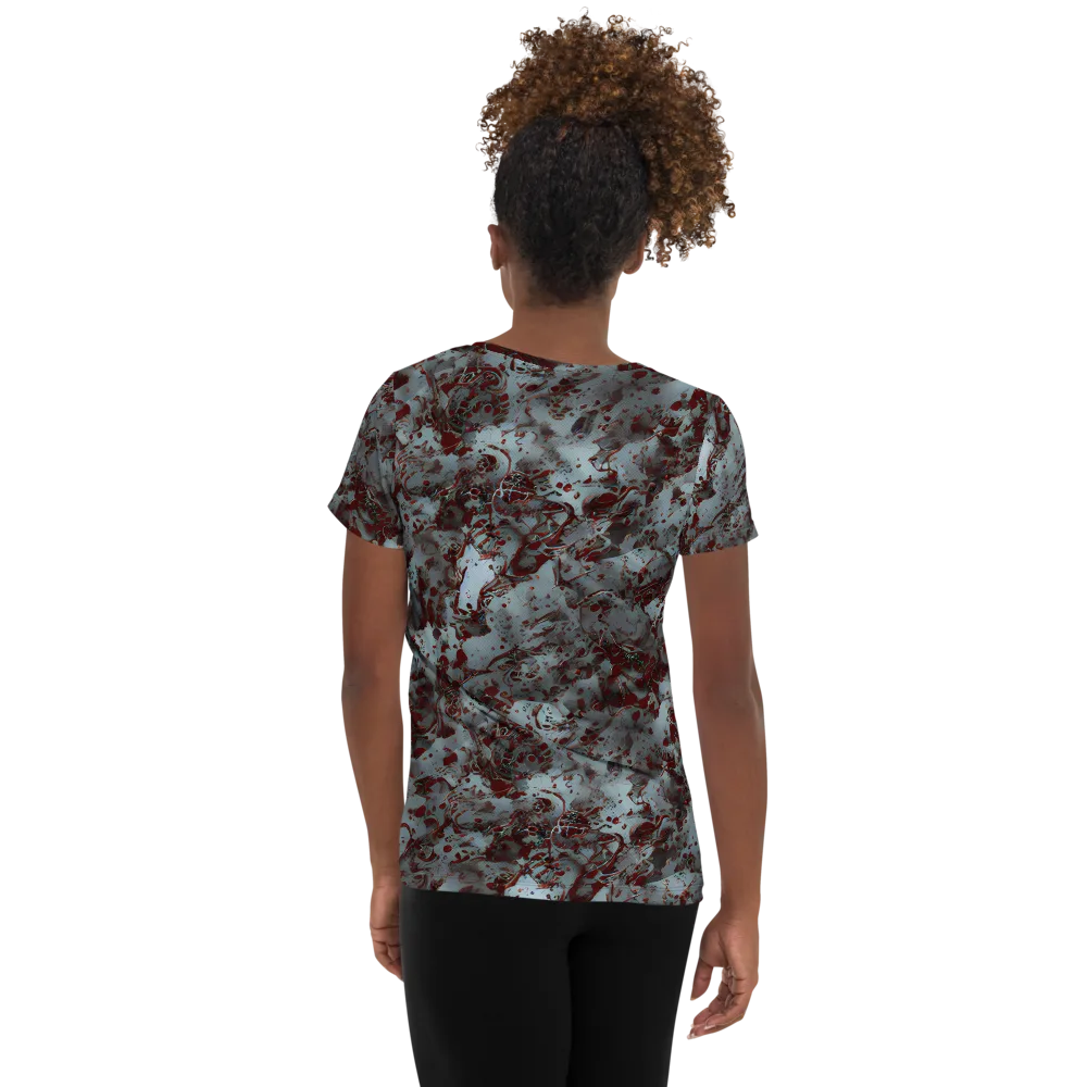 Crimson Undertow on Women's Athletic T-Shirt — Back