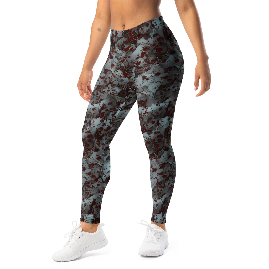 Crimson Undertow on Leggings — Left Front