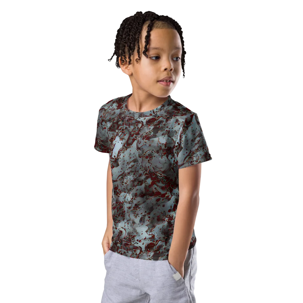 Crimson Undertow on Kids Crew Neck T-Shirt — Left Front