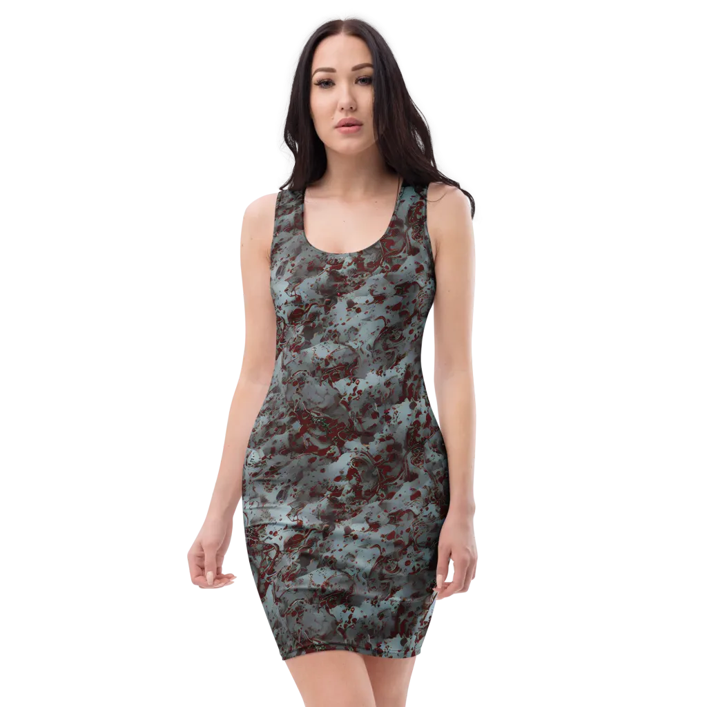 Crimson Undertow on Bodycon Dress — Front