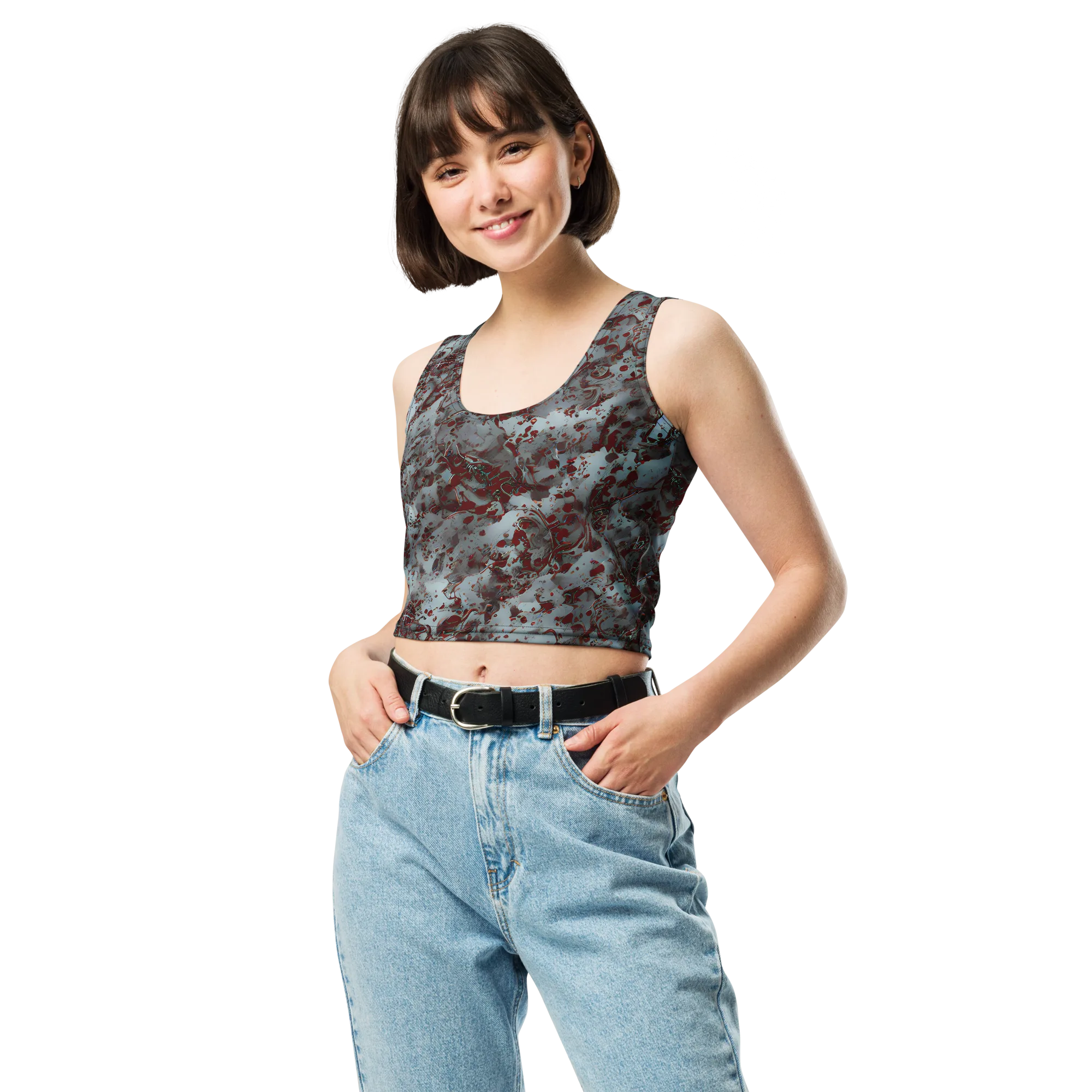 Crimson Undertow on Crop Top — Front