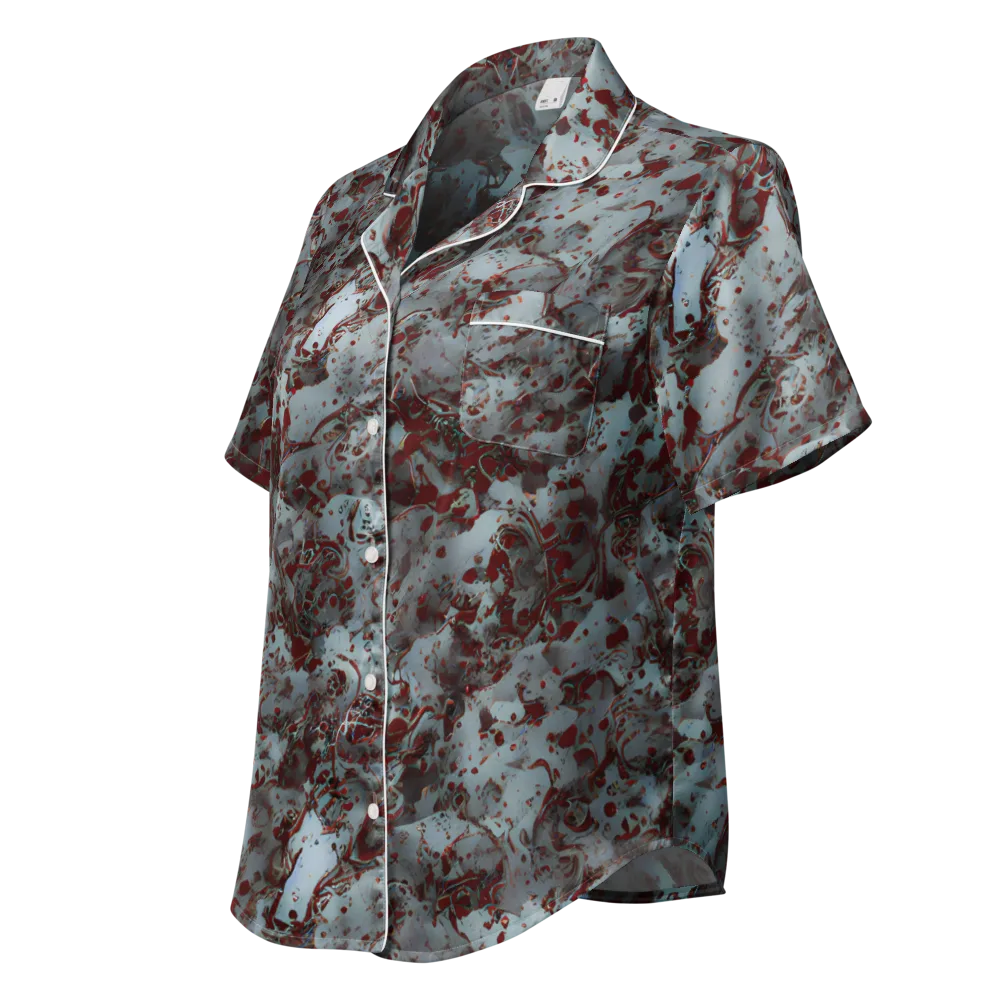 Crimson Undertow on Women's Short Sleeve Pajama Top — Left Front