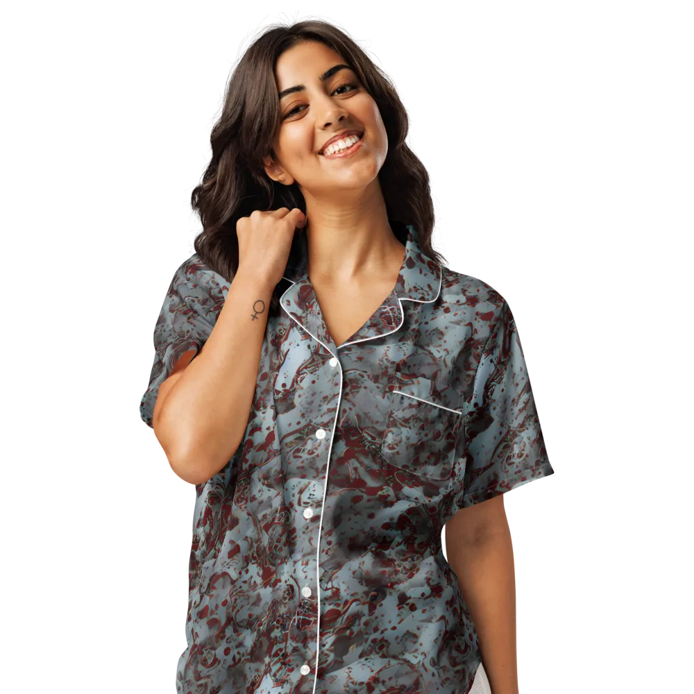 Crimson Undertow on Women's Short Sleeve Pajama Top — Front
