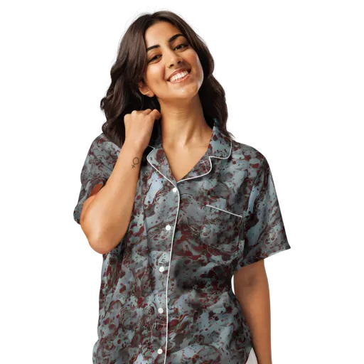 Crimson Undertow on a Women's Short Sleeve Pajama Top