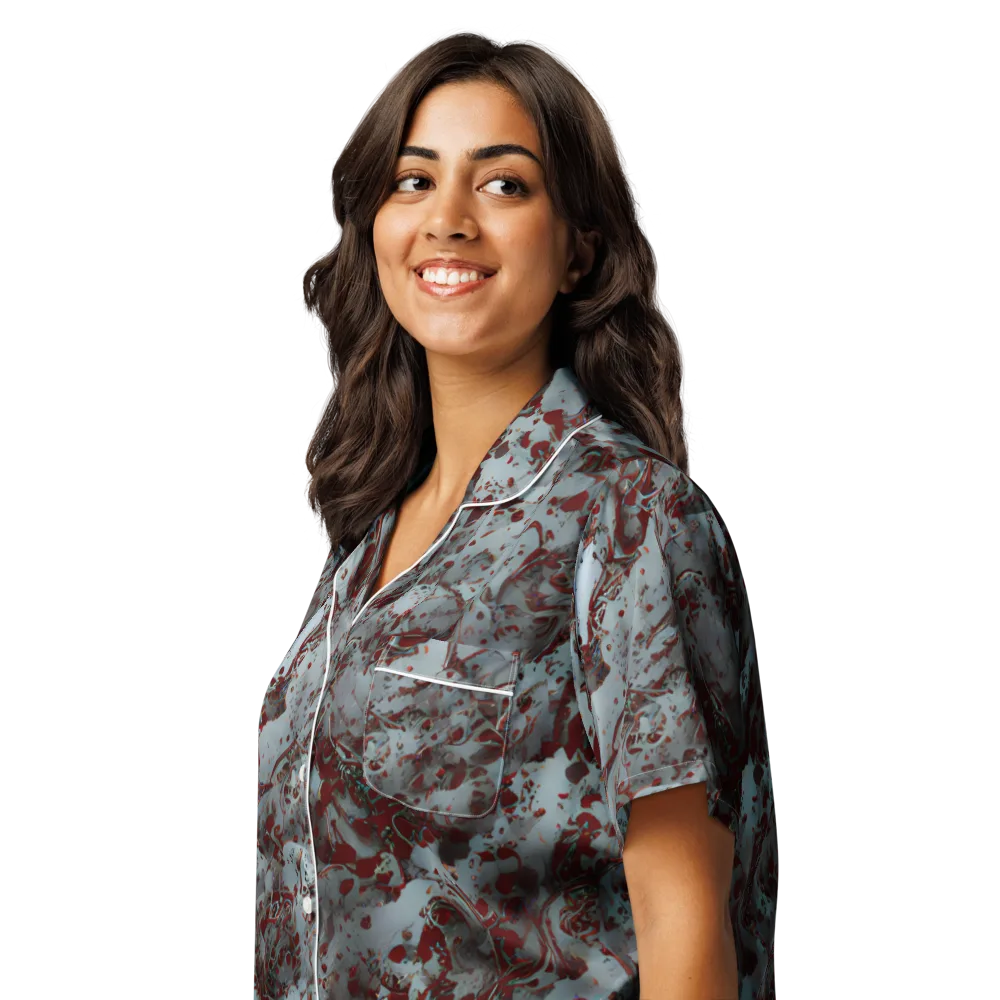 Crimson Undertow on Women's Short Sleeve Pajama Top — Left Front
