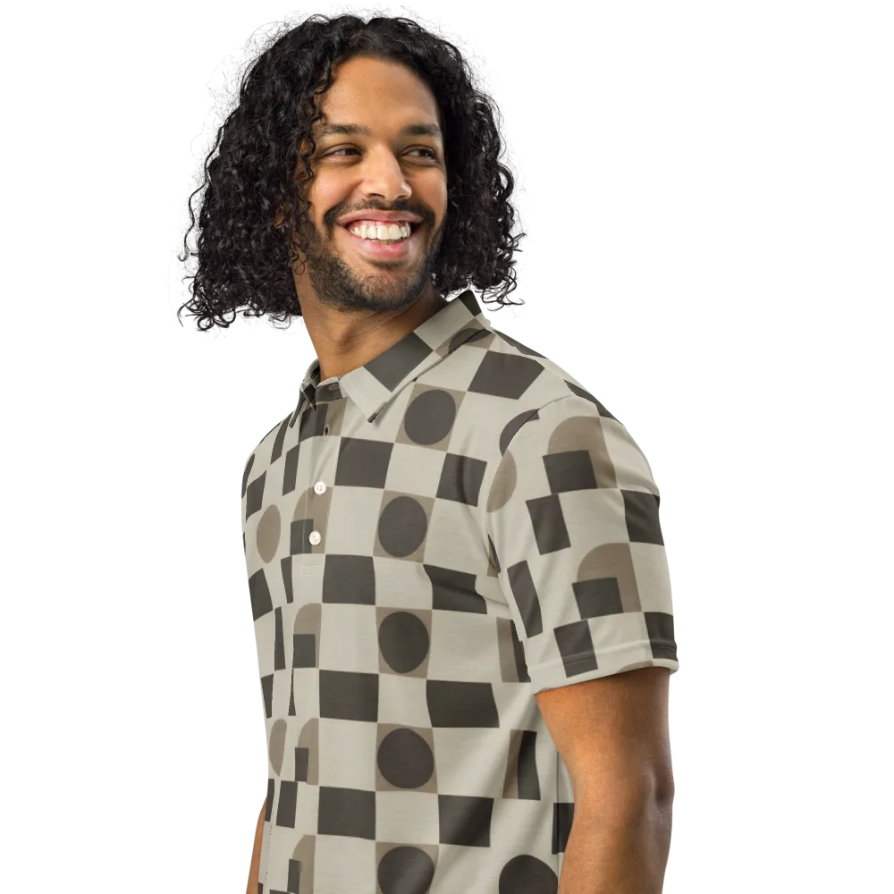 Taupe Tectonics on Men's Slim Fit Polo Shirt — Left Front