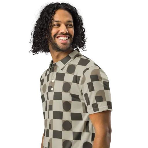 Taupe Tectonics on a Men's Slim Fit Polo Shirt