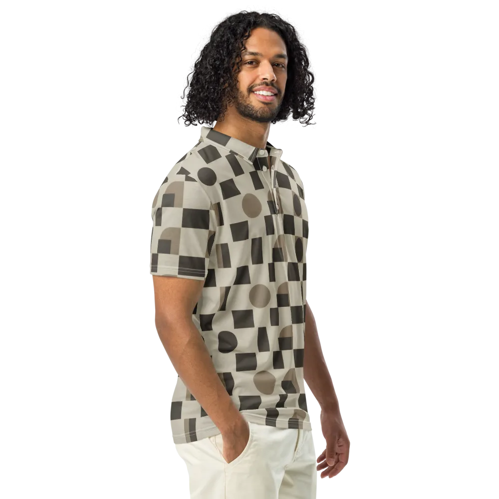 Taupe Tectonics on Men's Slim Fit Polo Shirt — Right Front
