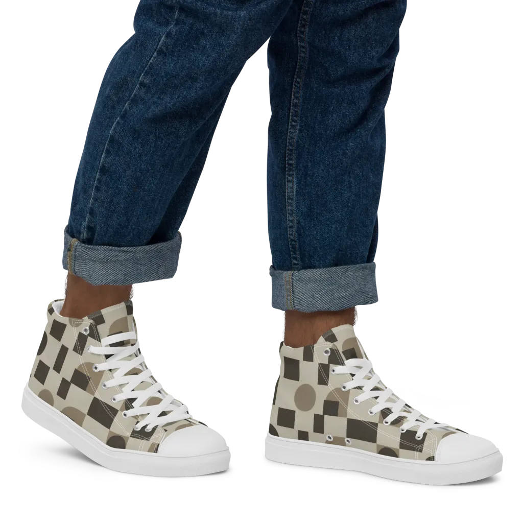 Taupe Tectonics on Men's High Top Canvas Shoes — Right