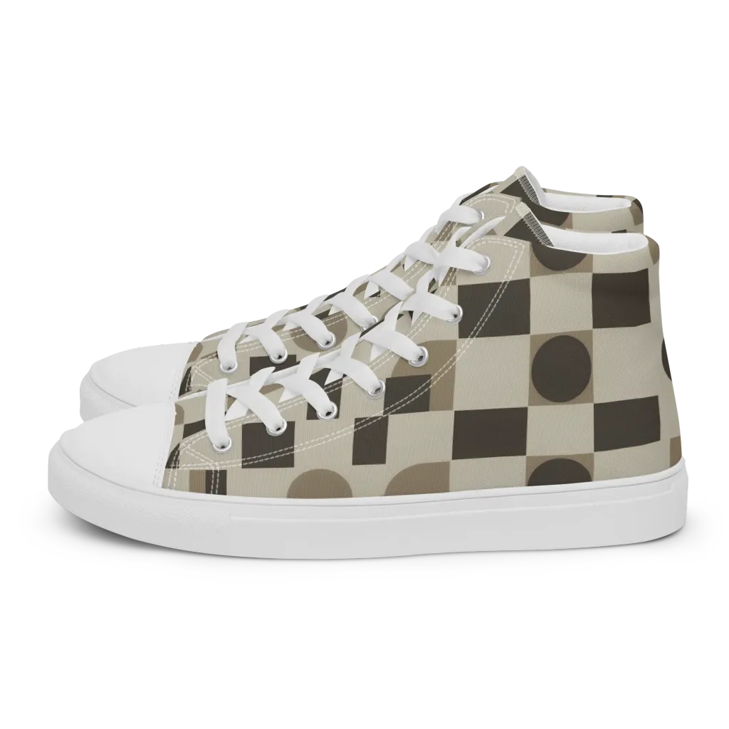 Taupe Tectonics on Women's High Top Canvas Shoes — Left