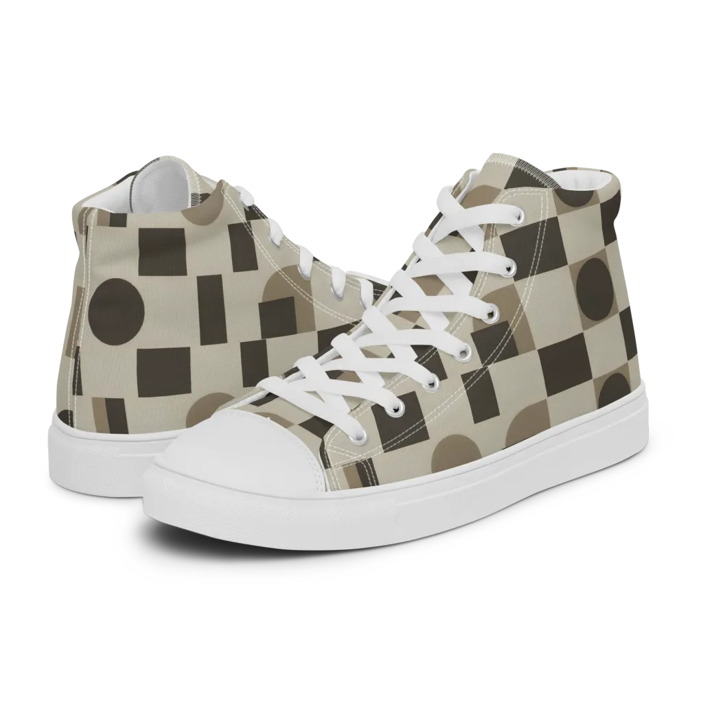 Taupe Tectonics on Women's High Top Canvas Shoes — Left