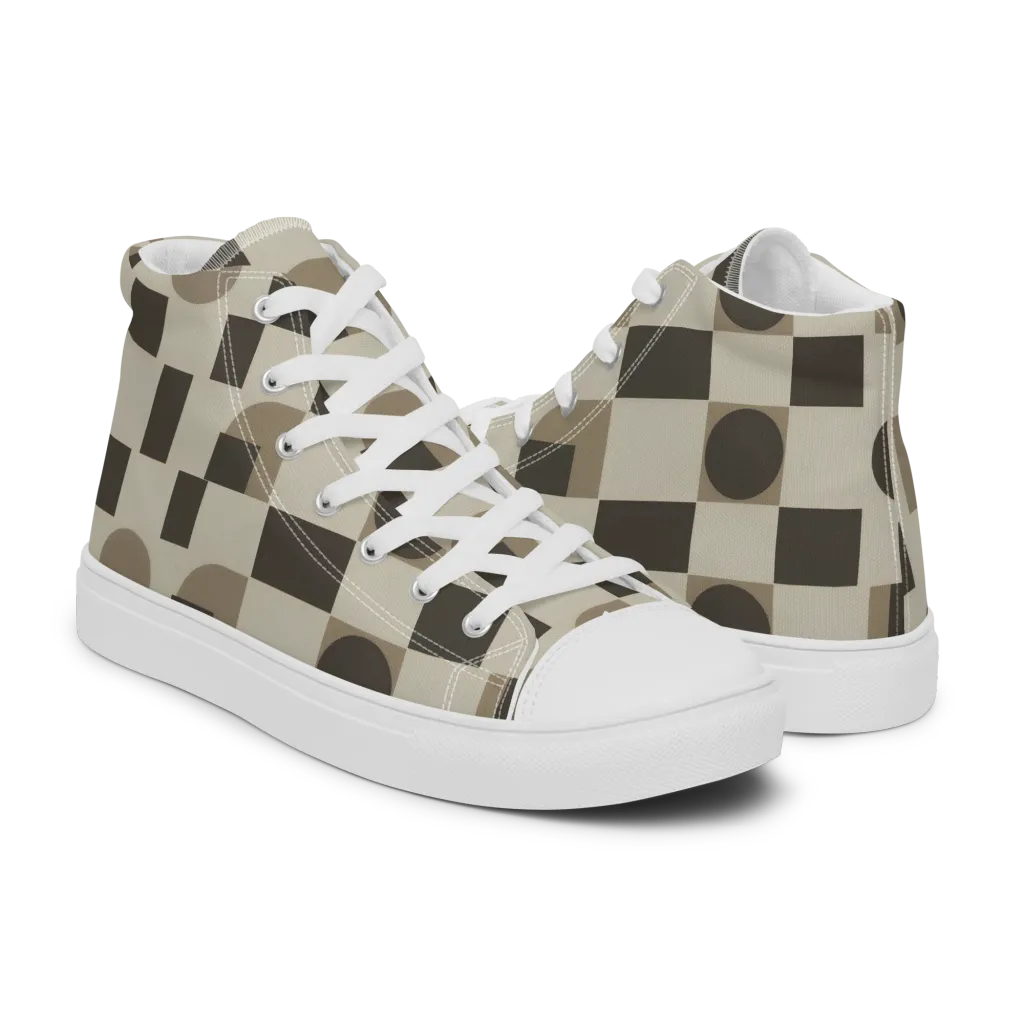 Taupe Tectonics on Women's High Top Canvas Shoes — Right