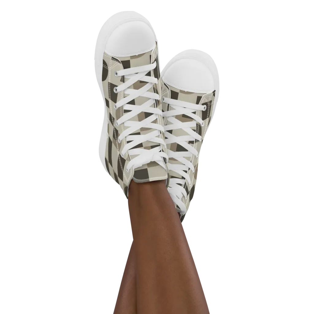 Taupe Tectonics on Women's High Top Canvas Shoes — Front