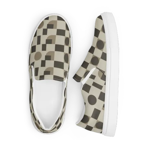 Taupe Tectonics on a Men's Slip-On Canvas Shoes