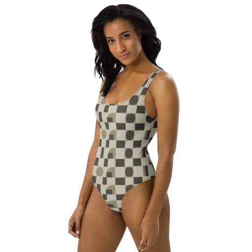 Taupe Tectonics on a One-Piece Swimsuit