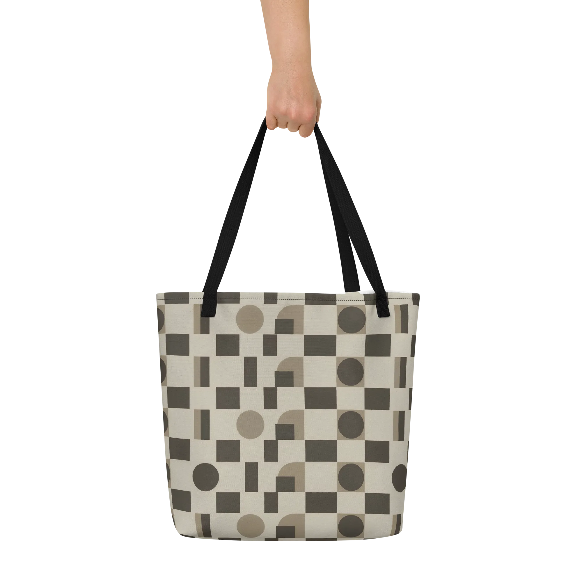 Taupe Tectonics on Large Tote Bag W/ Pocket — Front