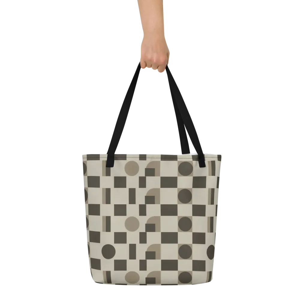 Taupe Tectonics on Large Tote Bag W/ Pocket — Front