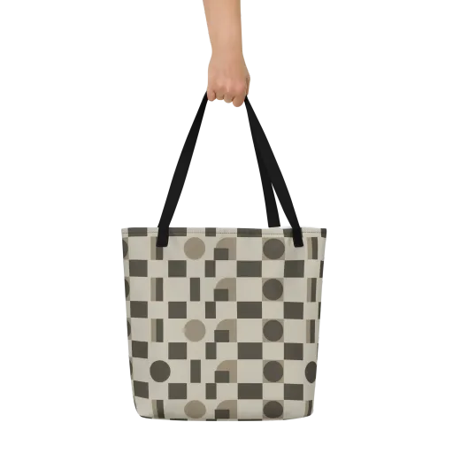 Taupe Tectonics on a Large Tote Bag W/ Pocket