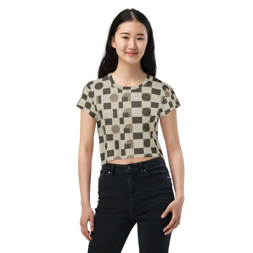 Taupe Tectonics on Crop Tee — Front