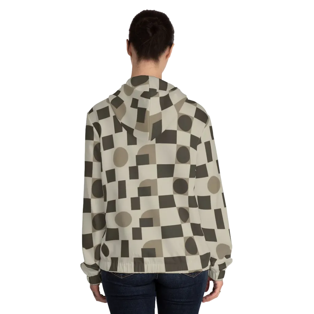 Taupe Tectonics on Women's Full-Zip Hoodie — Back On Person