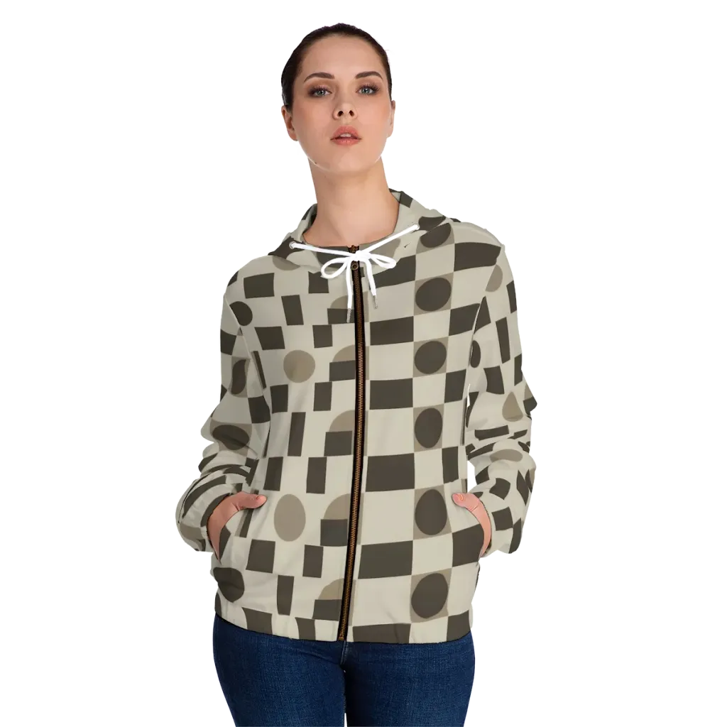 Taupe Tectonics on Women's Full-Zip Hoodie — Front On Person