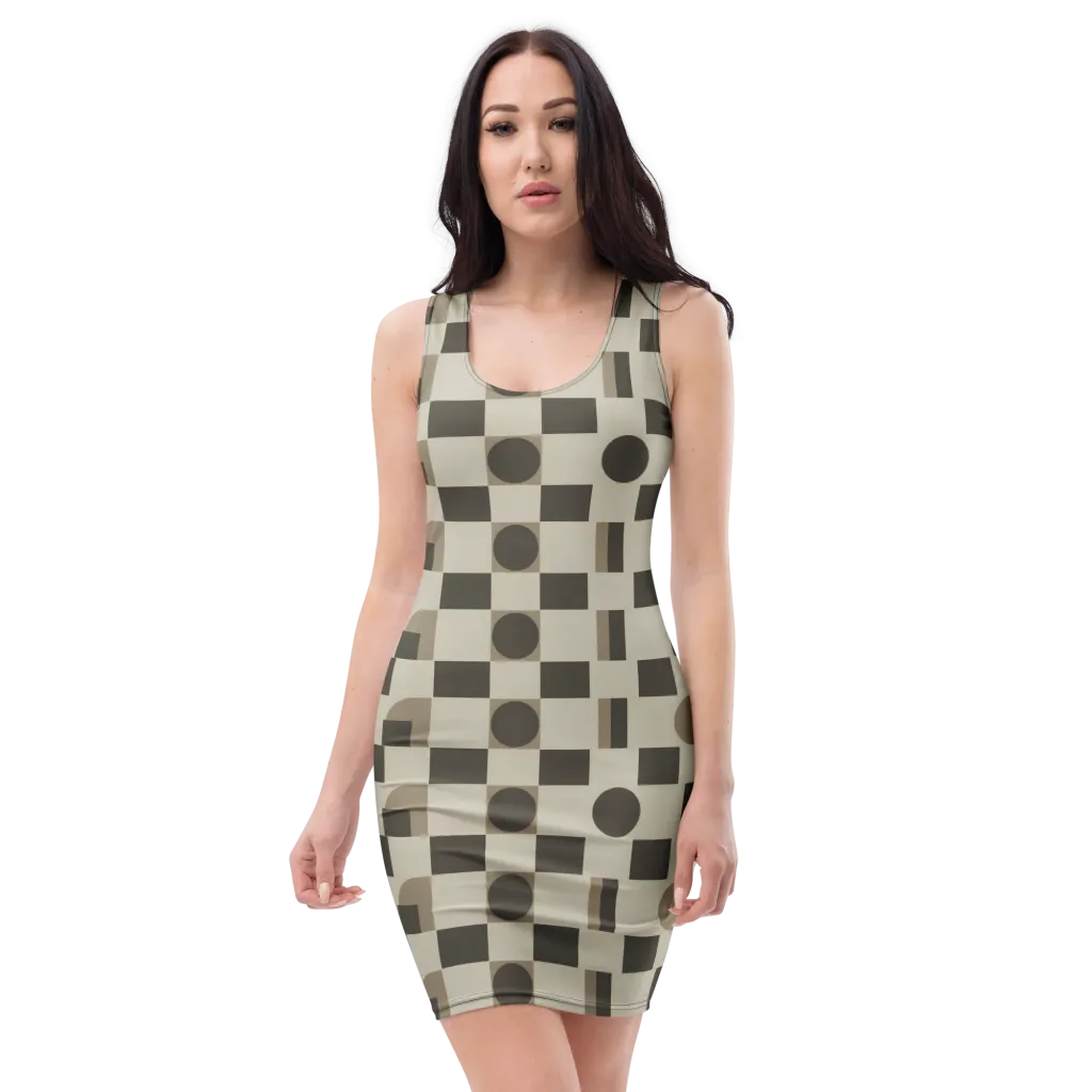 Taupe Tectonics on Bodycon Dress — Front