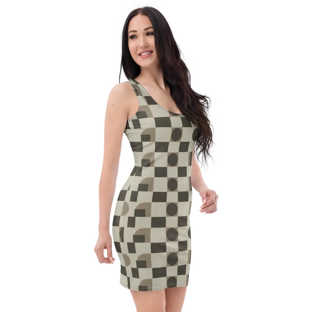 Taupe Tectonics on Bodycon Dress — Right Front