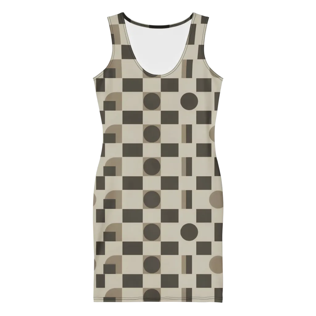 Taupe Tectonics on Bodycon Dress — Front