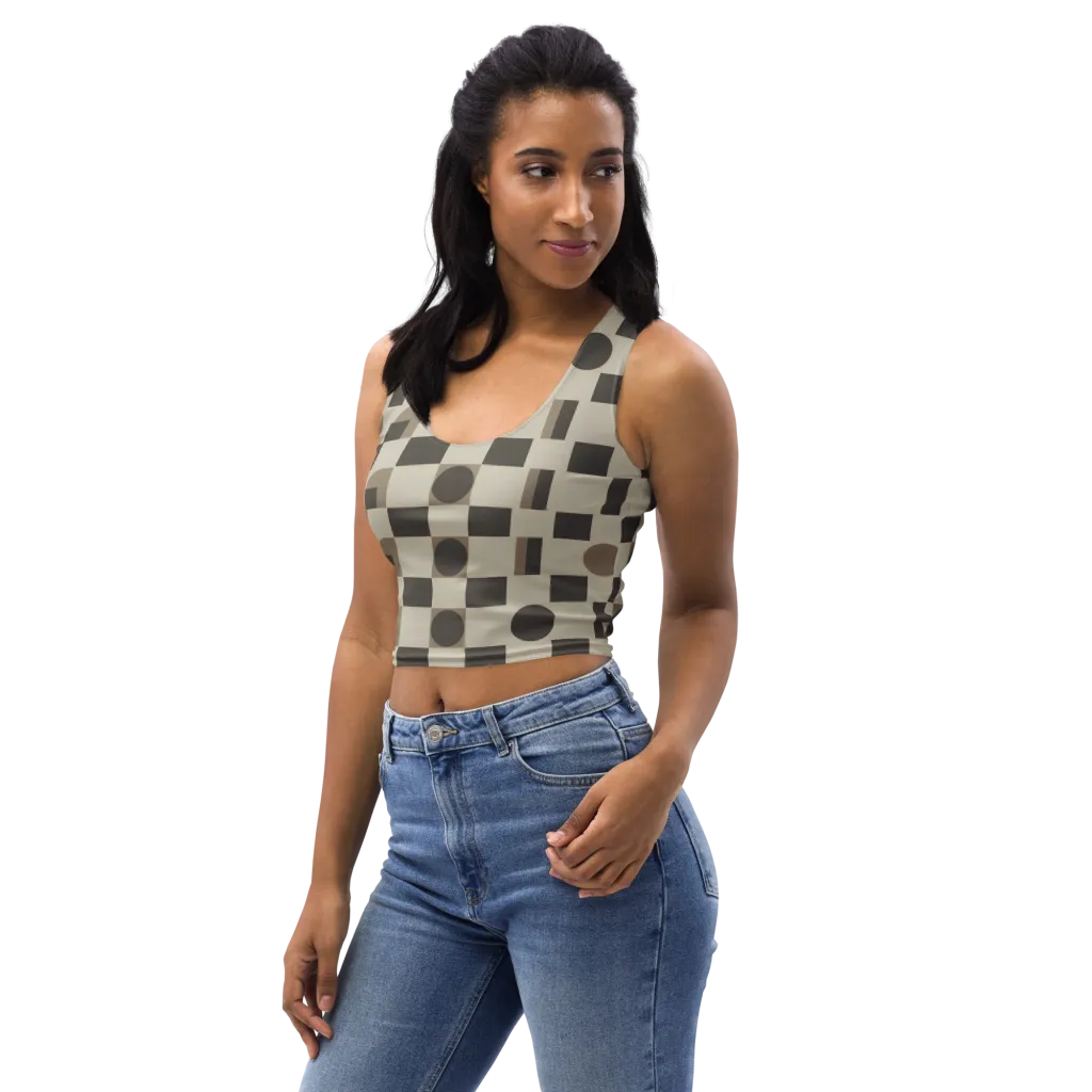 Taupe Tectonics on Crop Top — Left Front