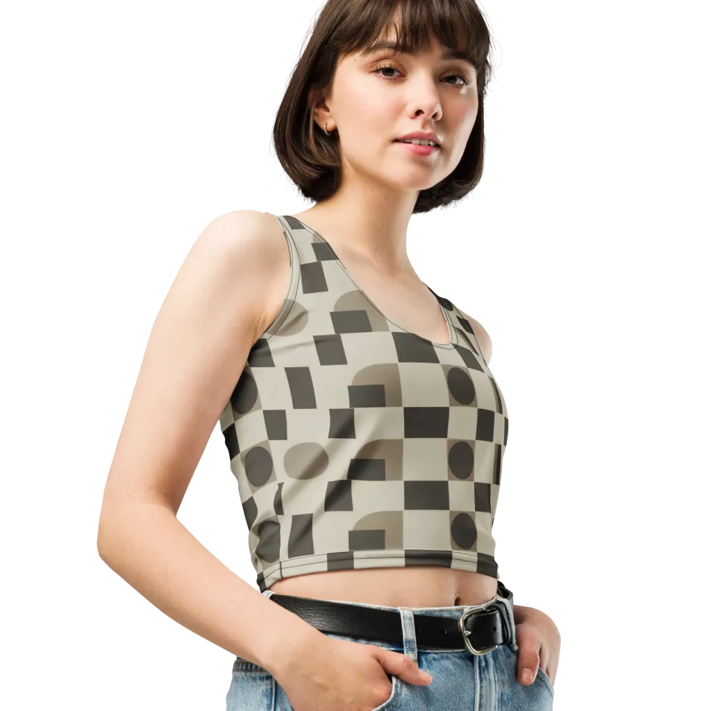 Taupe Tectonics on Crop Top — Right Front