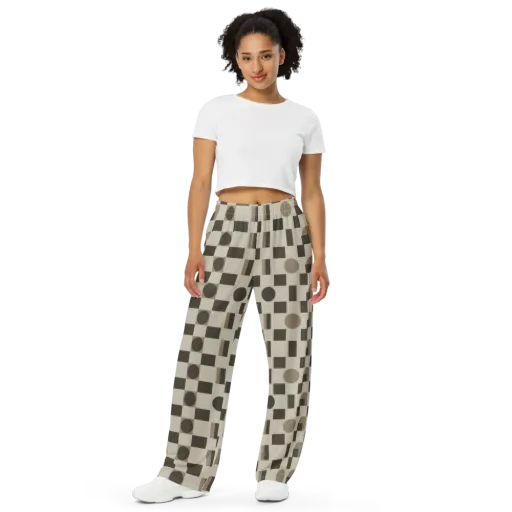 Taupe Tectonics on a Wide-Leg Pants