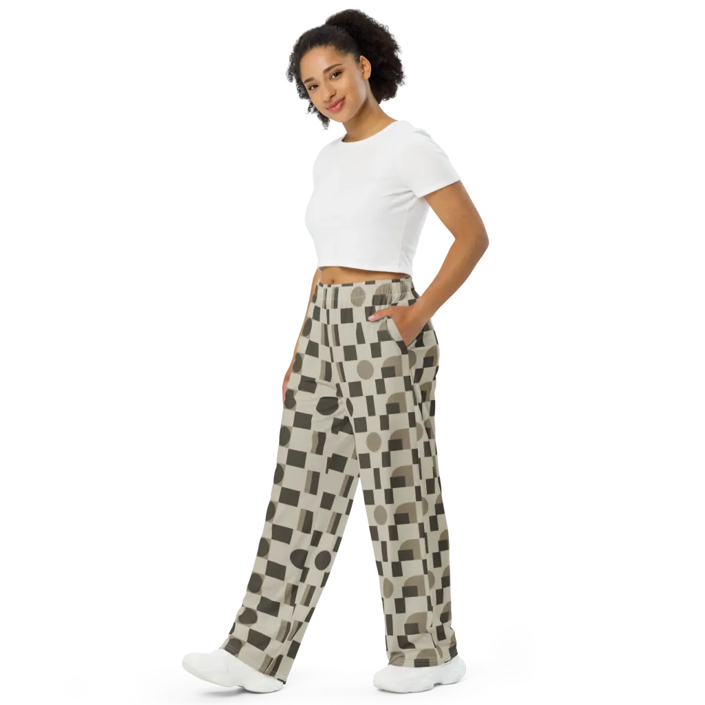 Taupe Tectonics on Wide-Leg Pants — Left Front