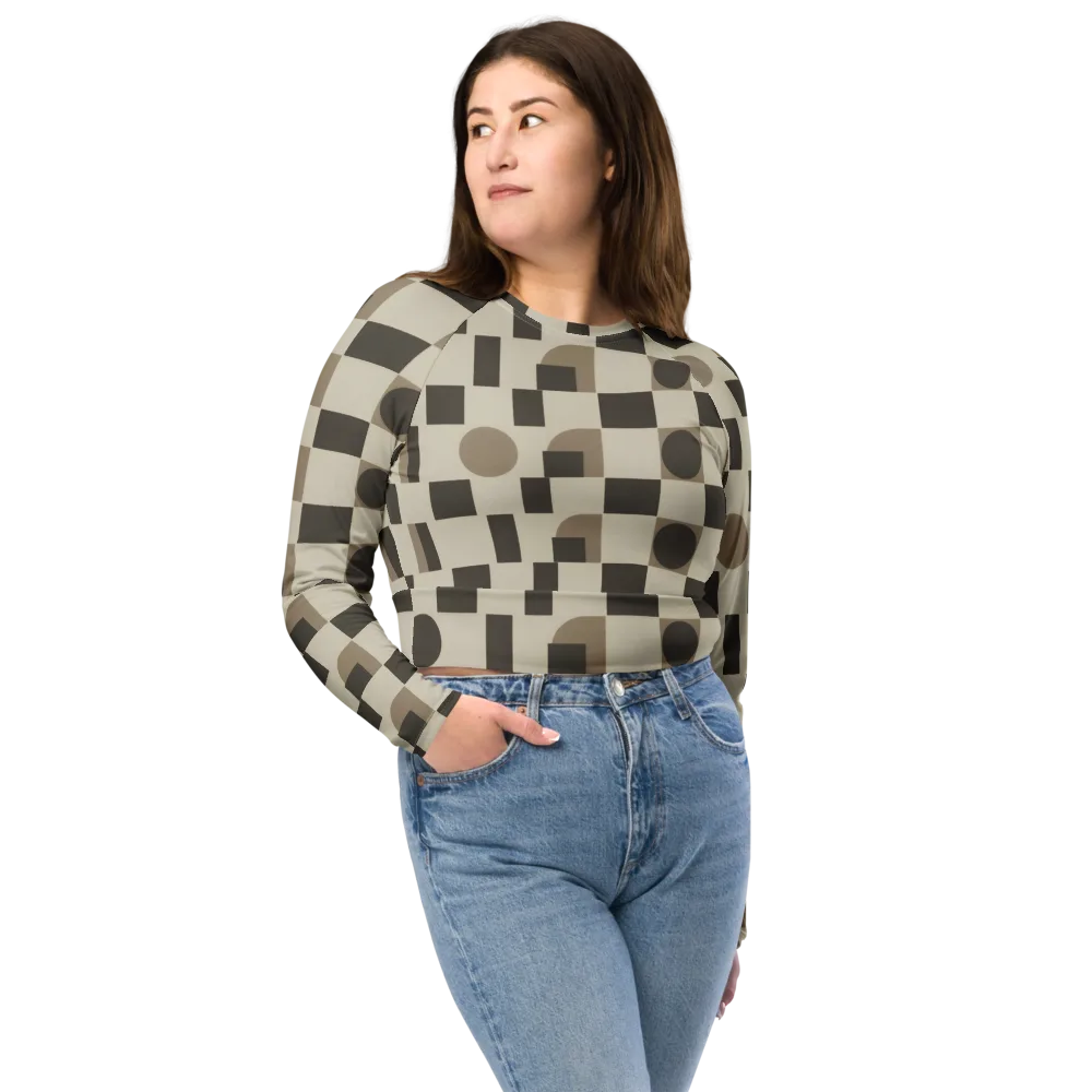 Taupe Tectonics on Long Sleeve Crop Top — Front