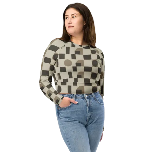 Taupe Tectonics on a Long Sleeve Crop Top