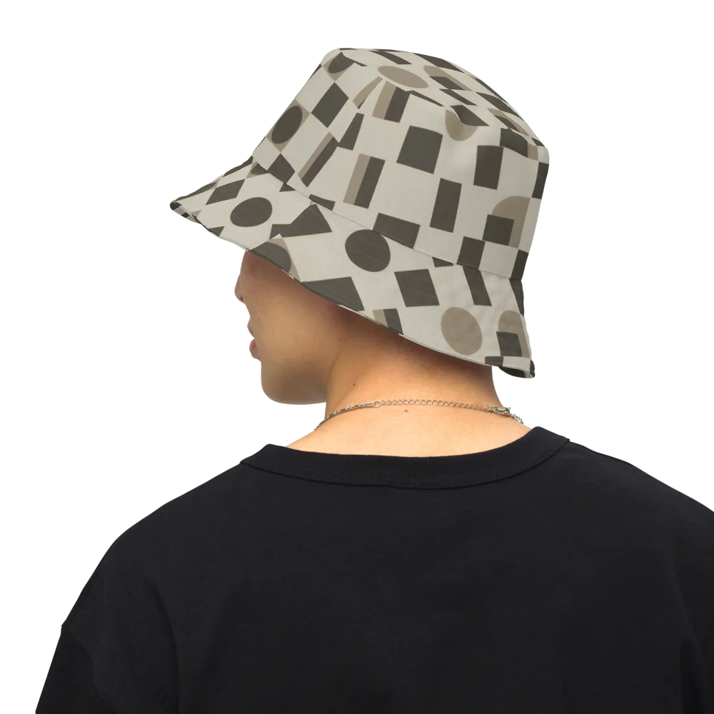 Taupe Tectonics on Reversible Bucket Hat — Back Inside