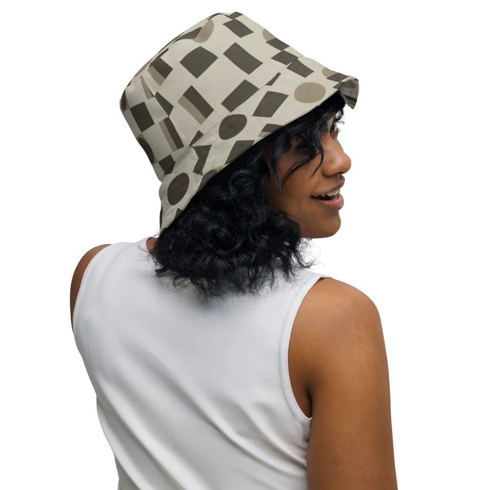 Taupe Tectonics on Reversible Bucket Hat — Right Outside