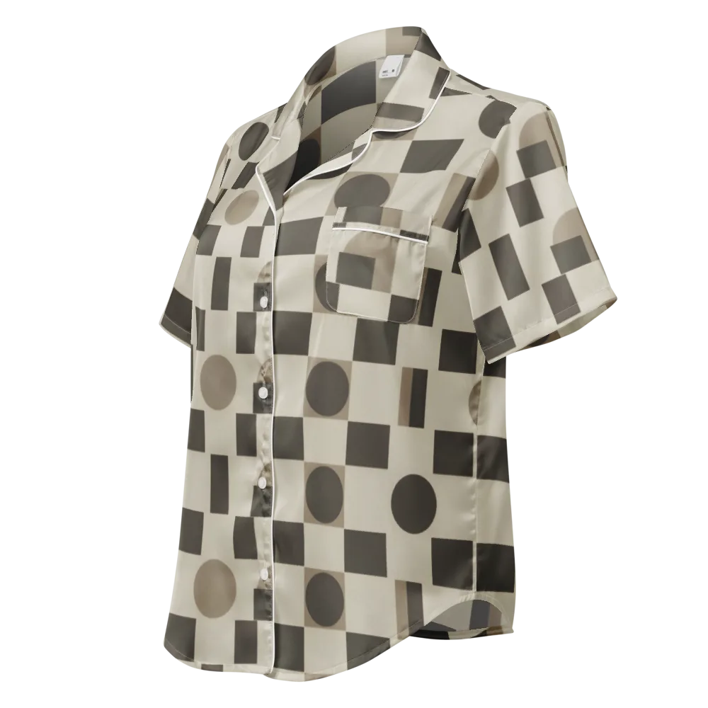 Taupe Tectonics on Women's Short Sleeve Pajama Top — Left Front